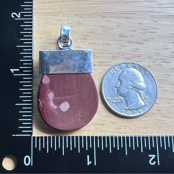 New Mookaite with Larimar Accent Stone Silver Overlay Cap Pendant Necklace Cord - Picture 3 of 5